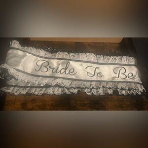NEW White Bride To Be Sash with Lace Trim